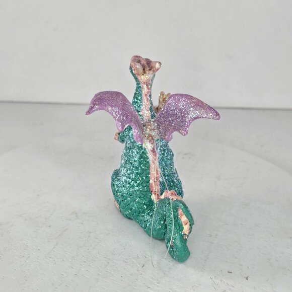 Vintage Silvestri Mythical Glitter Dragon Ornament Paper Mache - Picture 8 of 8